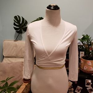 White Wrap Tie Blouse